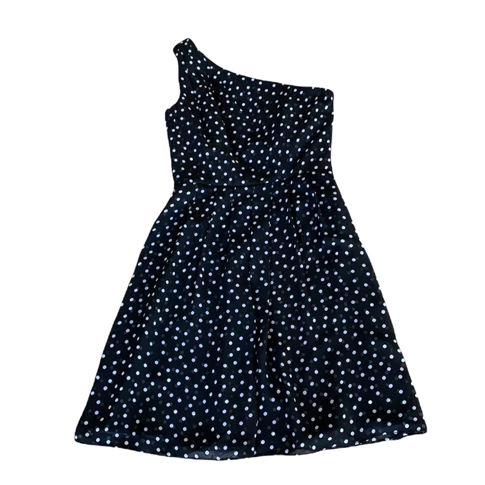 White House Black Market One Shoulder Black & White Polka Dot  Dress Siz… - Picture 4 of 11